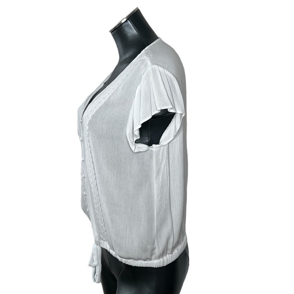 SANCTUARY White Bohemian Short Sleeve Button Down Top Blouse Women's Size S - Picture 4 of 16